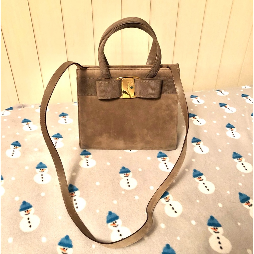 Salvatore Ferragamo Vera Suede Leather 2way Crossbody Handbag